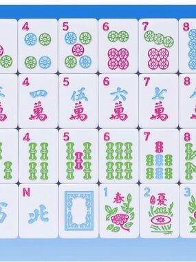 American Mahjong Tile Set - Pink, Green & Blue